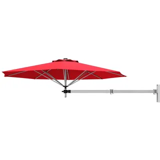 RELAX4LIFE Sonnenschirm Wandmontage, Wandschirm für Balkon Ø250 cm, Ampelschirm, Balkonschirm, Gartenschirm, Marktschirm, Terrassenschirm, Aluminium (Rot)
