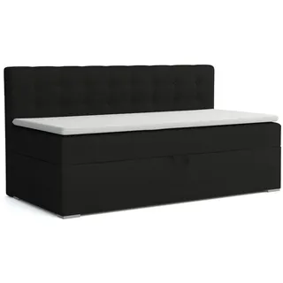 Deine Möbel 24 Kindersofa PATI Boxspringbett Daybett Tagesbett Schlafsofa Couch Jugendsofa, mit Schlaffunktion Bettkasten Einzelbett Jugendsofa Matratze H3 H4 2 Teile, 90x200 100x200 Beige Rosa Grau Anthrazit Schwarz schwarz