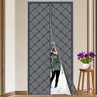 Magnetischer Wärmeschutzvorhang, Thermo-Türvorhang 90 x 210 cm, Winddichter Wärmeschutz für die Balkontür, Oxford-Tuch mit Polyester-Baumwolle,