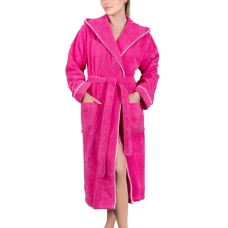 Laynenburg Damenbademantel Bademantel Damen Frottee Kapuze Baumwolle, Baumwolle, Gürtel, Frottee Kapuze Lang Baumwolle S-3XL rot XXL | 122 cm
