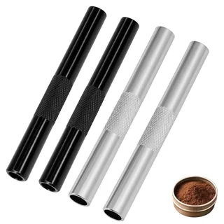 4 Stück Wiederverwendbare Metallstrohhalme, 7 cm Tragbare Premium-Ziehröhrchen, Strohhalm Set (2 Schwarz & 2 Silbern)