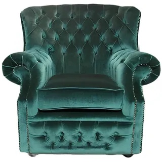Xlmoebel Chesterfield-Sessel Ohrensessel aus grünem Samt im klassischen Chesterfield-Design (Ohrensessel (1 Sitzer), Hergestellt in Europa grün
