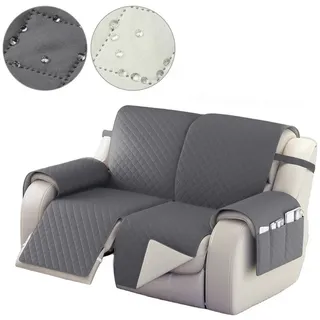 BTTO Sofahusse Sofabezug Sesselschoner Fernsehsessel 2-,3- Sitzer,Wasserdicht, Doppelseitig mit Taschen und Armlehnen, Elastischem Band