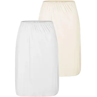 Unterrock NINA VON C. "2er Pack Halbrock Länge 60 cm Elegance", Damen, Gr. 38, bunt (weiß champagner), Obermaterial: 81% Viskose CV. 19% Polyester PES., Röcke Unterrock