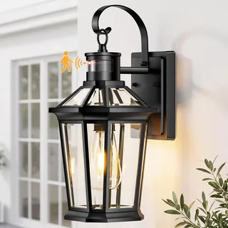 VIANIS Außenlampe mit Bewegungsmelder, Moderne Wandleuchte Aussen Schwarz, Robuste Wetterfest Aussenlaterne aus Aluminium, Aussenbeleuchtung Hauswand, Hausbeleuchtung Außen für Eingang, Garage Veranda
