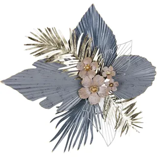 Gilde Wanddekoobjekt GILDE "Wandrelief Blätterkranz Merida", grau, B:88cm H:86cm T:10cm, Metall, Wanddekoobjekte