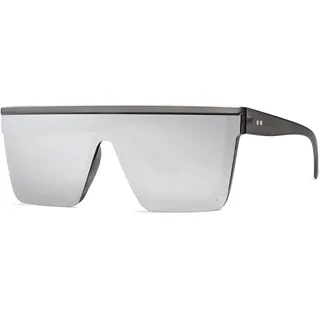 SOJOS Sonnenbrille Damen Verspiegelt Groß, Rechteckige Dicken Rahmen Flach Oben Sonnenbrillen Siamesische Linse SJ2117 - L