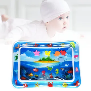 Aufblasbare Babywassermatte Mit Maritimen Motiven, Blauer Rechteckiger Wasserspielbereich