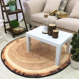 YJRBZ Rund Teppich Alter Baum-Jahresring-Vorleger Wohnzimmer Speise Sofa Couchtisch Mat weiches Schlafzimmer Bettvorleger Computer Stuhl Anti-Rutsch-Matte (Size : Diameter 80cm)