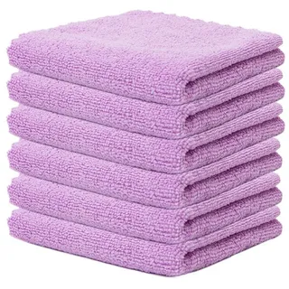 SMTCM 12 Stück Mikrofaser Reinigungstücher Lappen 25 * 25CM Lila Allzwecktücher Weich Putztüch Mikrofasertücher Saugfähige Küche Tücher Geschirrtücher Fusselfrei Waschbare Putzlappen für Haus Auto