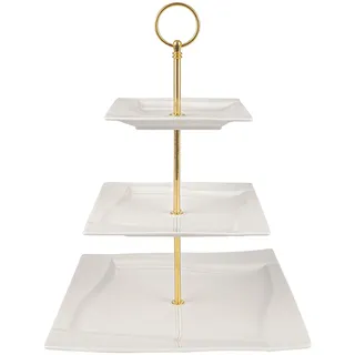 Festa Italia Etagere Porzellan - 3 Stöckig - Weiß Etageren - Kuchenständer Cupcake-Halter - Obstetageren - Obst Kekse Süßigkeiten Servierplatte - Gebäck gestuftes Serviertablett für Weihnachten