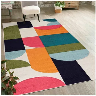 Mazovia Designteppich Modern Geometrischer Teppich Bunt Weich Teppich für Wohnzimmer Bunte, 180 x 250 cm, Fußbodenheizung blau|braun 180 x 250 cm