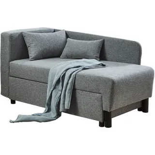 Einzelsofa 148 cm Recamiere grau Schlaffunktion - LÜBECK