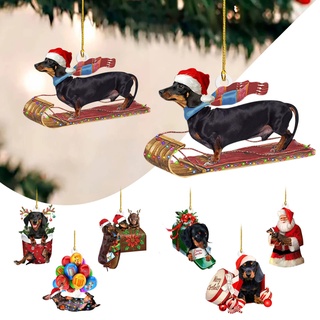 7 Stück Weihnachtsanhänger Dackel, Weihnachtsbaum Deko Hund, Christbaumschmuck, Weihnachtsdeko zum Aufhängen, Weihnachten Ornamente, Lustig Hunde Hängende Zubehör, Weihnachtsbaumschmuck (7PCS)
