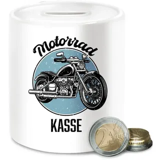 Shirtracer Spardose Spardose Motorrad Kasse I Sparbüchse Motorrad Führerschein I Bike I Mo, (1-tlg), Motorrad weiß