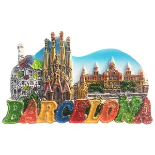 Barcelona Spanien 3D-Kühlschrankmagnet, Souvenir, Geschenk, handgefertigt, Heim- und Küchendekoration, Barcelona-Kühlschrank-Magnet-Kollektion