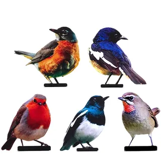 Generisch Metallvögel Zaundeko, Rostfreie Und Farbig Lackierte Metall 2D Skulpturen Mit 5 Stück, Handgefertigte Deko-Figuren Als Vogel-Schmuck, Für Wand Garten Terrasse Rasen Und Wiese