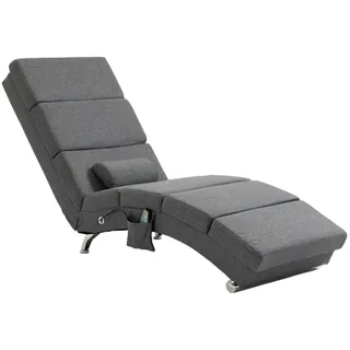 Relaxliege Mit Massagefunktion Elektrischer Loungesessel Massagesessel Mit Hoher Rückenlehne, Fernbedienung, Klappbar Fernsehsessel Mit 5 Modi, Kissen, Dunkelgrau