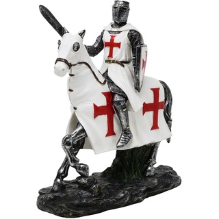 Weißer Kreuzritter auf Pferd mit Schwert - Ritter, Knight, Mittelalter, Dekoration, Indoor, Geschenk