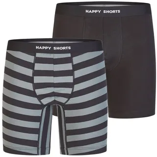 Happy Shorts Boxershorts Schwarz / Grau M 2er Pack