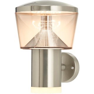 Lindby Edelstahl LED Wandlampe aussen, Aussenwandleuchte spritzwassergeschützt IP44, 1x 8,1W LED, warmweiß (3.000K), Außenleuchte
