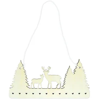 Papierdrachen Adventskalender 2026 - DIY Aufhänger Holz Wald | Filigrane Leiste natur & schwarz - 12 Löcher für 24 Geschenke - kombinierbar mit Stoffsäckchen, Tüten & Papier