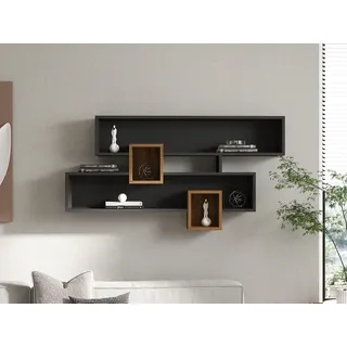 Skye Decor, Karen - Walnut, Anhtacite, Wandregale, Nussbaum, 120 x 75 x 22 cm - Braun/Grau