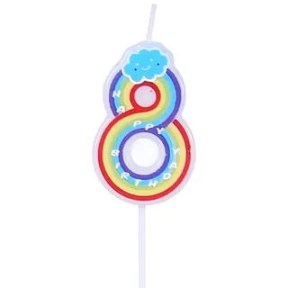Regenbogen-geburtstagskerze Mit Der Zahl „8“