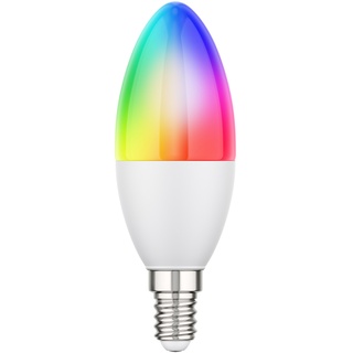 ledscom.de E14 LED RGB Leuchtmittel, Kerze, warmweiß - kaltweiß (2900 - 6400 K), 5,1 W, 572lm, Smart Home, WLAN, Alexa, matt