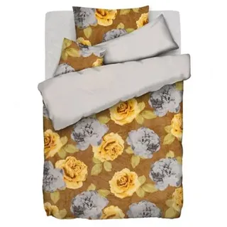 BADIZIO Classic Wendebettwäsche Winterrosen Mikrofaser Plüsch Einzelbett, 5tlg.