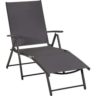 MERXX Gartenliege Deckchair, zusammenklappbar, verstellbar grau
