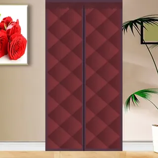 Wärmeschutzvorhang Winter Magnetisch Wärmeschutz im Winter Hitzeschutz Thermo Türvorhang Kälteschutz für türen Balkontür Außentür Wohnzimmer100x200cm Rot