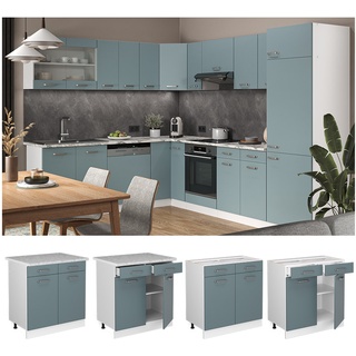 Vicco Schubunterschrank Küchenschrank R-Line Solid Weiß Blau Grau 80 cm modern Arbeitsplatte