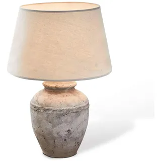 LOBERON Tischlampe Mosnay, beige/antikgrau | Fuß in Beton-Optik, Beige/Antikgrau, komfortable Kippschalter – Leinen