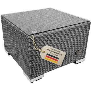 Beistelltisch Rattan Couchtisch Teetisch Polyrattan Tisch Gartentisch Grau