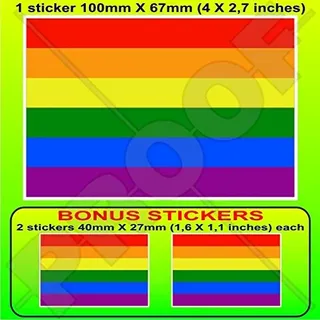 Vinylaufkleber, Regenbogen-Flagge „Gay Pride“, LGBT-Bewegung, 10 cm, 1 Stück + 2 zusätzliche Aufkleber