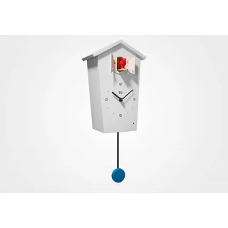 KOOKOO Pendelwanduhr BirdHouse, die moderne Kuckucksuhr weiß