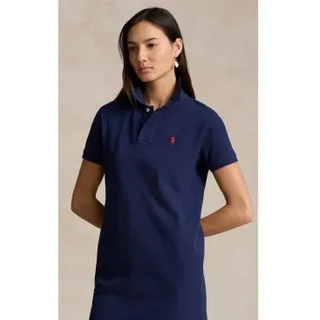 Polo Ralph Lauren für Damen. 211799490005 Piqué-Poloshirt-Kleid aus Baumwolle in Navy (L), Lässig, Klassisch, Kurzarm, Marine