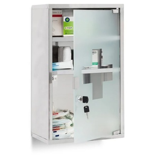 relaxdays Medizinschrank Medizinschrank EMERGENCY Edelstahl XL