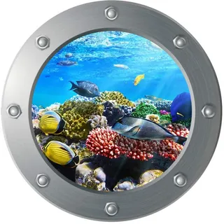 3D Wandtattoo Unterwasserwelt Wandaufkleber Fenster Selbstklebend Unterwasser Welt Wandsticker Wandtattoo Badezimmer Kinderzimmer Aufkleber Deko