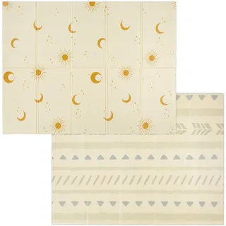 Relaxdays Faltbare Spielmatte mit Motiv Creme,Gelb,Grau