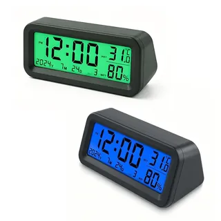 Mini Auto-Uhr, LCD Selbstklebend Leuchtende Autouhr, Solar Mini-Digitaluhr, Fahrzeug Elektronische Digitaluhr für das Armaturenbrett, Zeit, Datum, Temperaturanzeige, Luftfeuchtigkeit, Car Clock