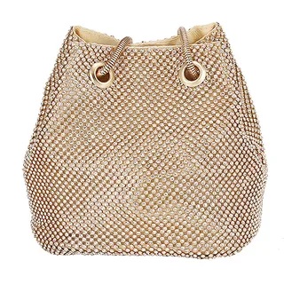 CORIOS Damen Abendtasche Shiny Strass Handtasche Strasssteine Bucket Bag Diamant Clutch Bag Glitzer Umhängetasche Klein Tasche Schultertasche für Hochzeit Bankett-Party Abschlussball Gold
