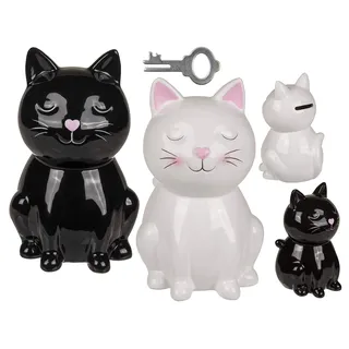 OOTB Keramik-Spardose mit Schloss # 78/4147 Katze, ca. 16 cm,schwarz