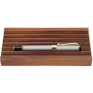 MAYJOYDIY Nussbaum Horizontal Stifthalter Rechteckige Stifthalter Holz Schreibtisch Organizer Bleistifthalter mit 6 Rillen Stilvolle Vintage Füller Tablett für Office Klassenzimmer Desktop-Zubehör