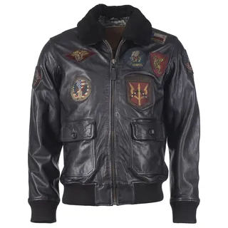 Lederjacke TOP GUN "TGJ1001", Herren, Gr. 56 (XXL), schwarz, Obermaterial: 100% Leder, Lamm . Futter: 100% Viskose . Wattierung: 100% Polyester . Kragen: Lammfell, Jacken