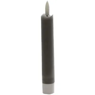 B & S LED Echtwachs Stabkerze kurz 16 cm mit Flackereffekt und Timer grau