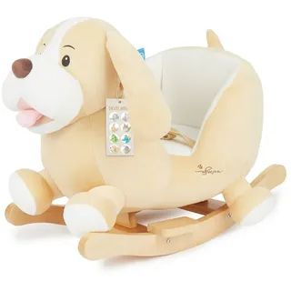 BIECO Schaukeltier Schaukelpferd Hund Sam aus Plüsch & Holz – Wippe ab 9 Monaten