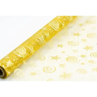 Tischläufer Organza Weihnachten (Gold-Gold) 38cm x 4,5 m