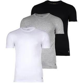 POLO RALPH LAUREN Herren T-Shirts, 3er Pack - CREW 3-PACK-CREW UNDERSHIRT, Rundhals, Baumwolle Weiß/Grau/Schwarz 2XL